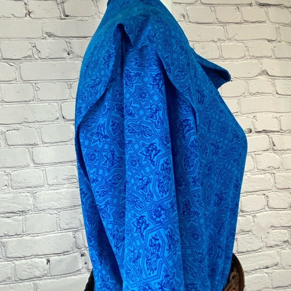 Liz Claiborne Geometric Vintage Shirt Dress Blue size Medium - Picture 4 of 16